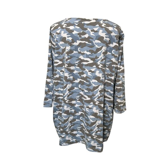 Women's Gray Blue Plus 1X Camouflage Casual Whimsical Officecore Cozy - Picture 3 of 7